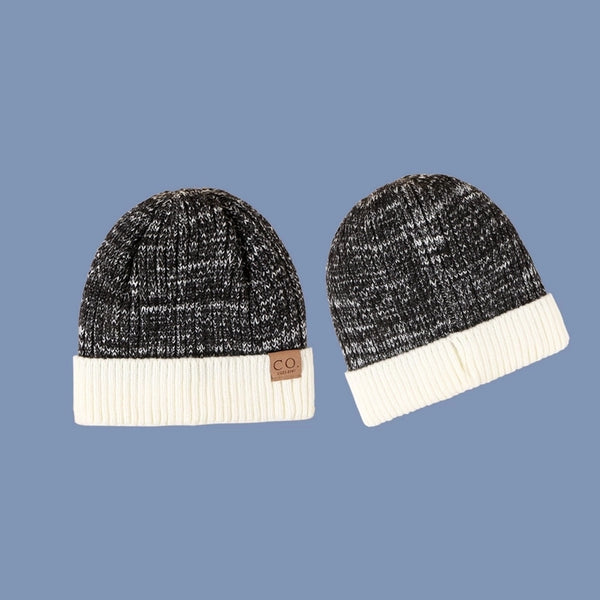 Fashion Leather Label Two-color Woolen Hat