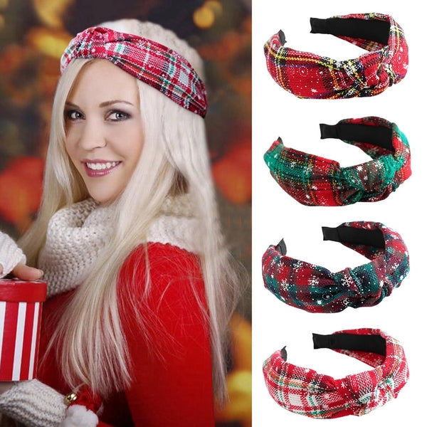 Fashion Plaid Snowflake Cloth Hair Band 1 Piece