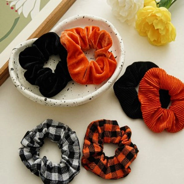 Fashion Plaid Solid Color Cloth Hair Tie