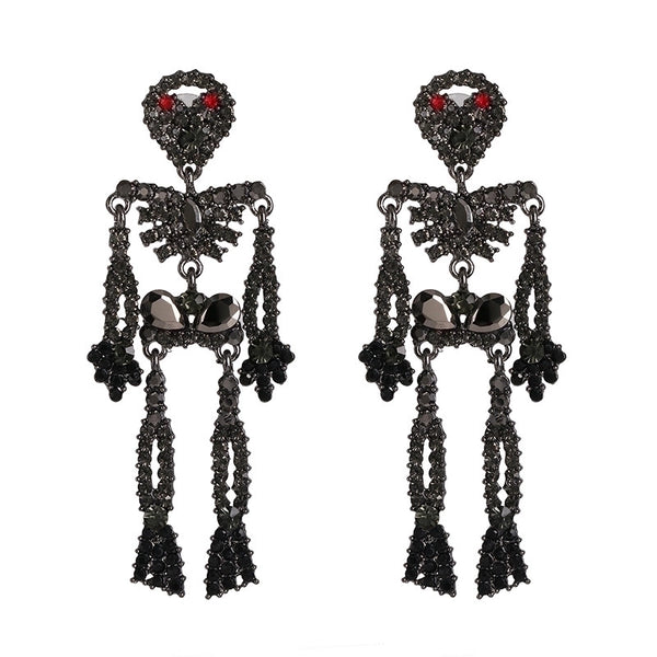 Fashion Skeleton Diamond Alloy Acrylic Earrings Ear Studs