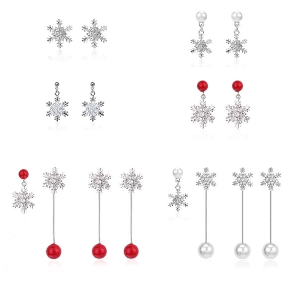 Fashion Snowflake Alloy Rhinestones Women's Drop Earrings 1 Pair