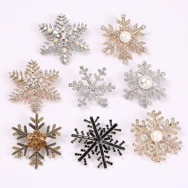 Fashion Snowflake Imitation Pearl Alloy Rhinestone Women's Brooches