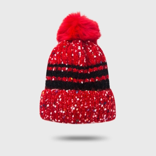 Fashion Thick Velvet Hat Warm Fur Ball Caps Cute Knitted Woolen Hat