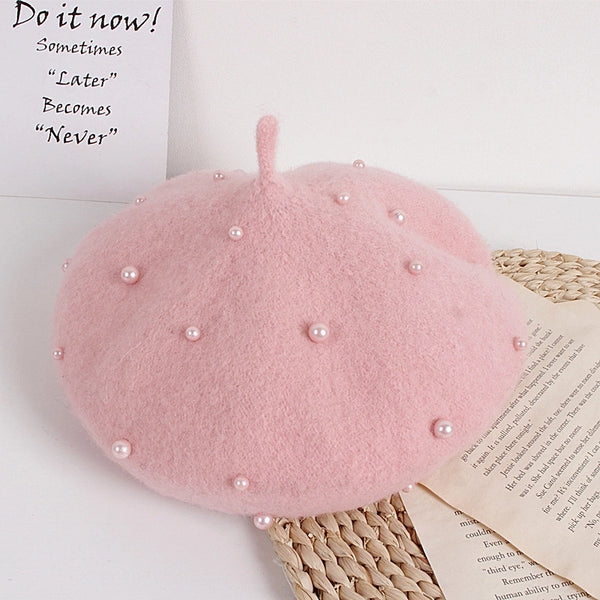 Girl's Sweet Solid Color Beret Hat