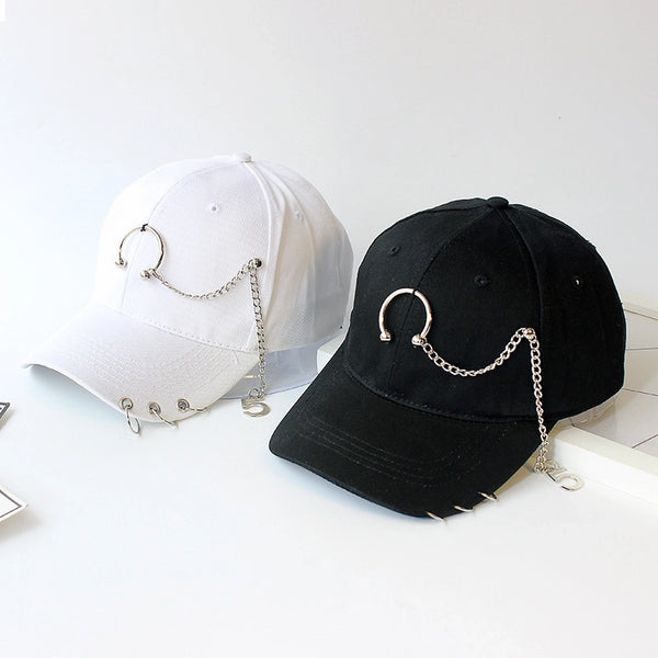 Hat Women's Korean Style Personality Chain Iron Ring Cap Student Children's Baseball Cap Spring And Summer Parent-Child  Sunshade