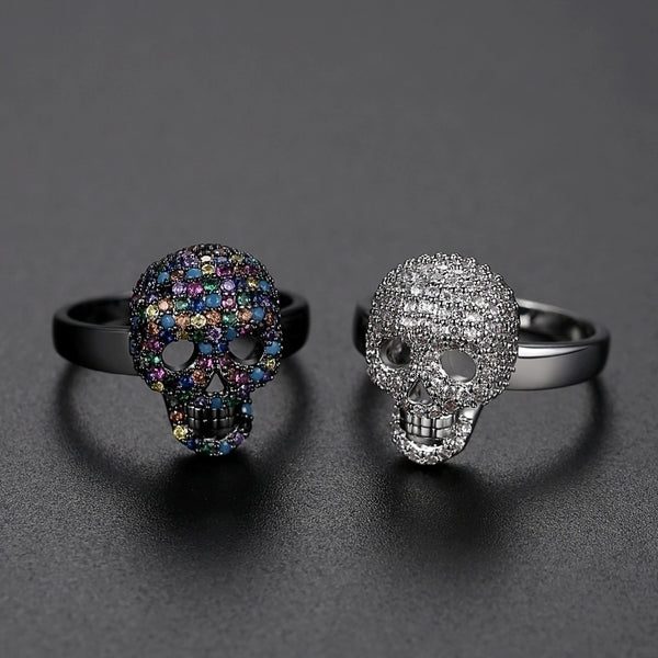 Hip-hop Skull Copper Plating Zircon Rings