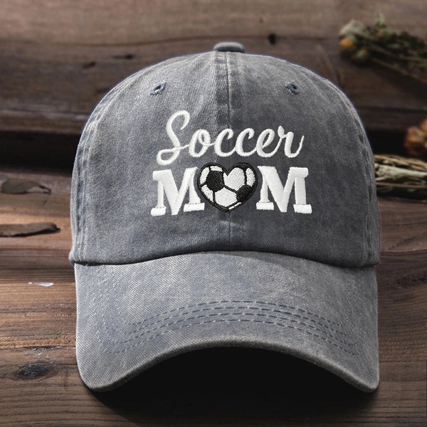 Hot Hat Embroidery SOCCER MOM Love Football Custom Washed Baseball Cap Soft Top Cap