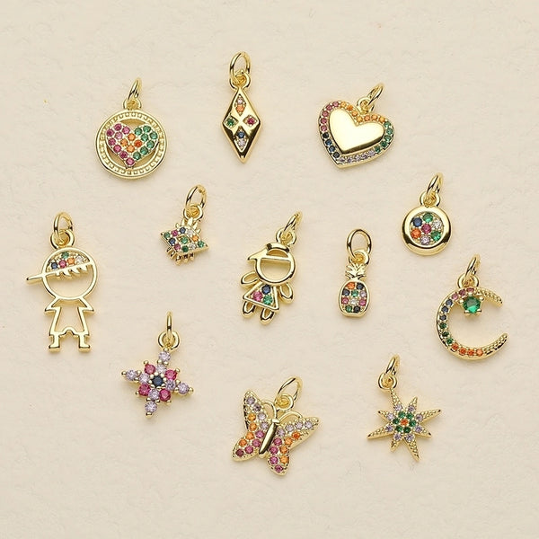 Ig Style Geometric Copper Plating Inlay Zircon Charms Jewelry Accessories