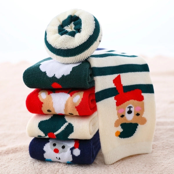 Kid's Fashion Christmas Tree Snowman Cotton Blend Ankle Socks 1 Set