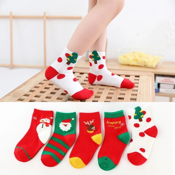 Kid's Fashion Snowman Cotton Jacquard Ankle Socks 1 Set