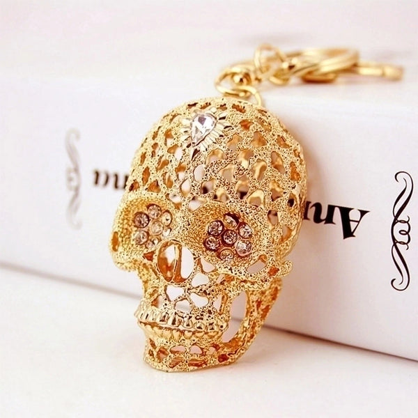 Korean Diamond-studded Crystal Skull Metal Pendant Men's Car Keychain