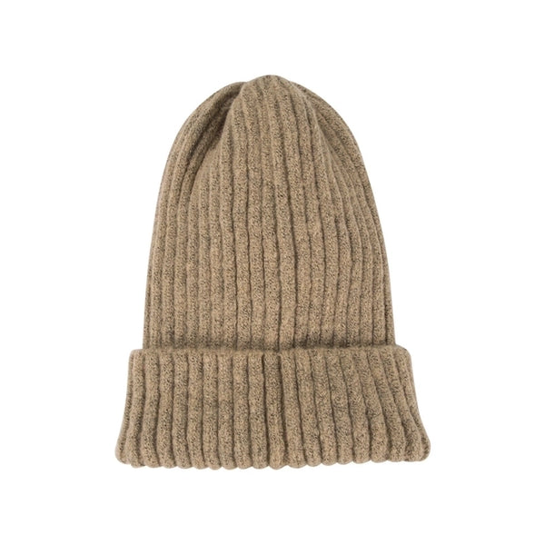 Korean Knitted Hat Autumn And Winter Warmth Fashion Striped Woolen Hat Solid Color Flanging Hedging Cold Hat