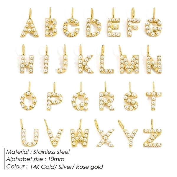 Lady Letter Stainless Steel Plating Inlay Artificial Pearls Charms Jewelry Accessories