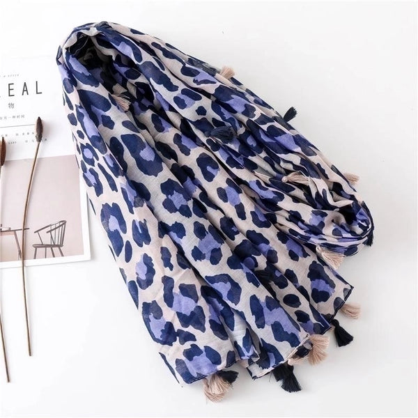 Leopard-print Cotton And Linen Scarves, Shawl, Long Silk Scarf, Keep Warm