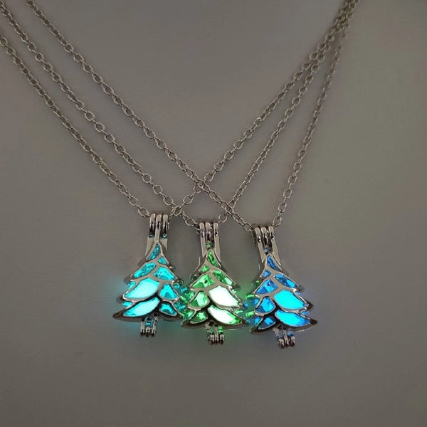 Luminous Hollow Diy Cage Christmas Tree Women's Necklace