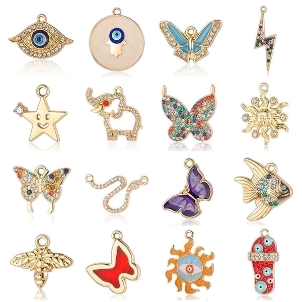 Luxurious Snake Butterfly Lightning Copper Plating Inlay Zircon 18k Gold Plated Charms Jewelry Accessories