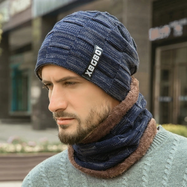 Men's Fashion Letter Solid Color Crimping Wool Cap