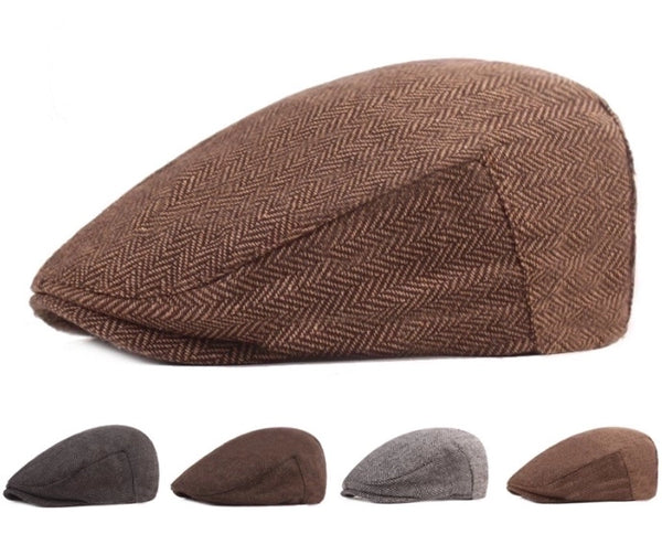 Men's Retro Solid Color Crimping Beret Hat