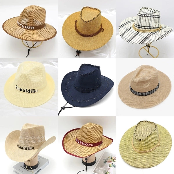 Men's Simple Style Solid Color Big Eaves Straw Hat