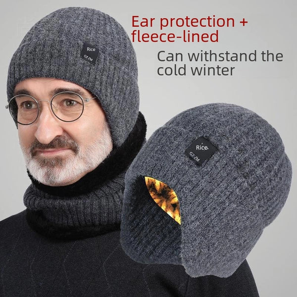 Middle-aged And Elderly People's Hat Men's Winter Warm Ear Protection Old Man's Father Grandfather Thick Knitted Wool Hat Men's Winter