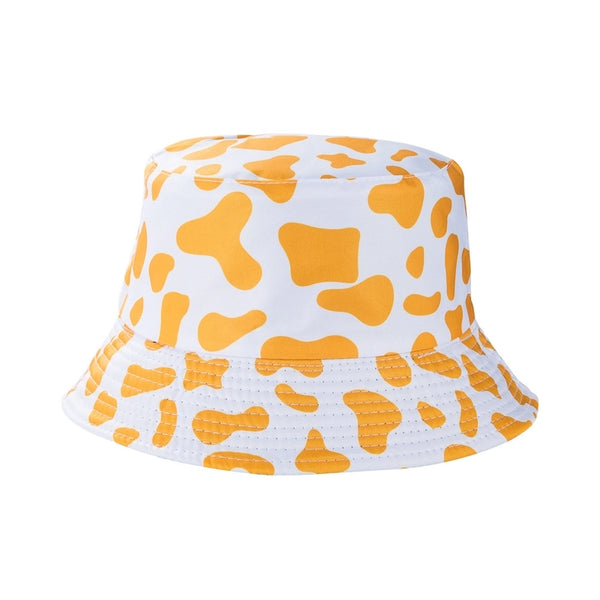 Milk Printing Bucket Hat Female Korean Style Reversible Hip Hop Cool Simple Short Brim Leisure Artistic Bucket Hat Male Harajuku Style