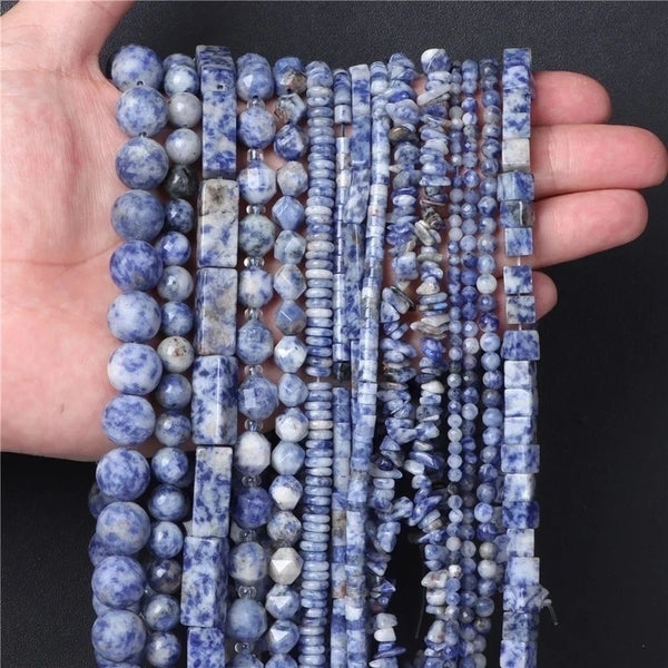 Natural Blue Dots Spacer Beads Square Shaped Blue Spots Abacus Beads Round Beads Diy Ornament Bead Accessories Jewelry Making