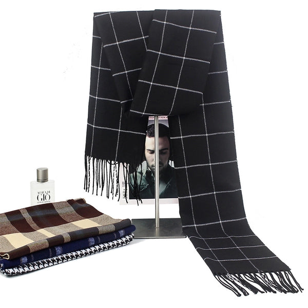 New Autumn And Winter Imitation Cashmere Student Men's Business Casual Brushed Thick British Plaid Scarf Long Men's Scarf