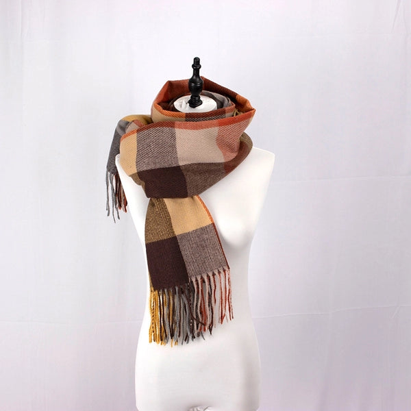 New British Style Scarf Autumn And Winter Plaid Couples Cashmere Tassel Shawl With Scarf Gift Wholesale