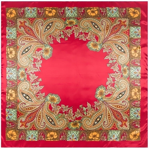 New Ethnic Silk Cashew Lady Simulation Silk Satin Large Square Scarf