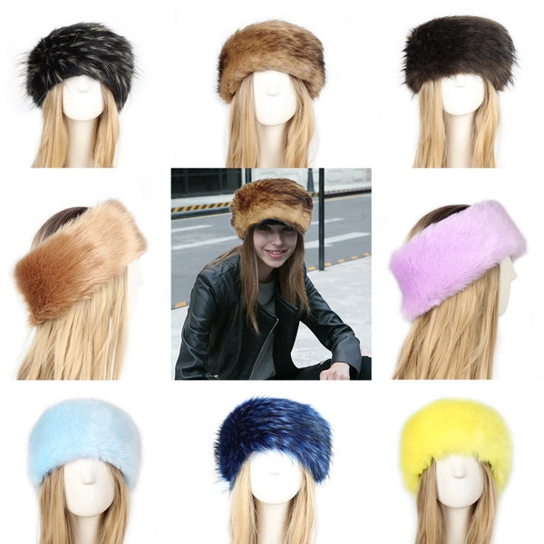 P0202 Fashion Color Mao Mao Head Ring Head Ring Imitation Fur Warm Headgear Cap Children Europe And The United States New