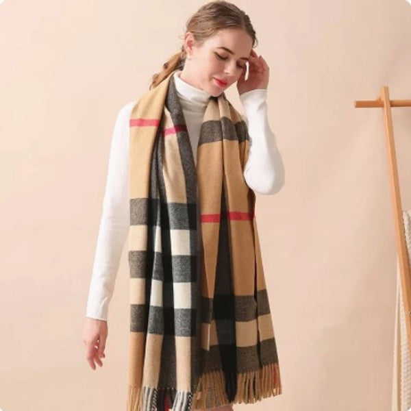 Pricked Hair Babag Autumn And Winter Korean Plaid Cashmere Scarf Women's  Thickened Tassel Women's Shawl Student