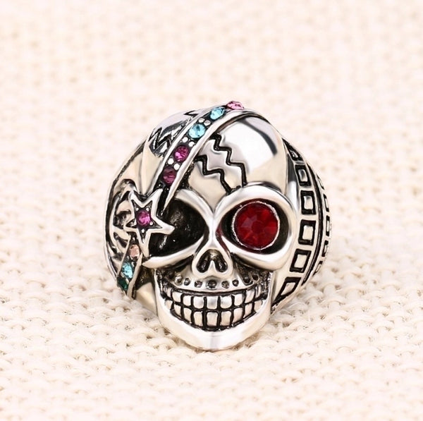 Punk Skull Alloy Plating Rhinestones Halloween Men'S Rings