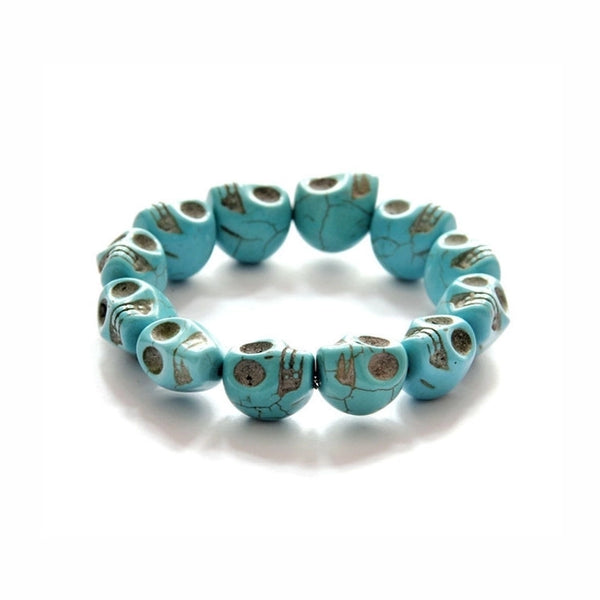 Punk Skull Turquoise Beaded Bracelets