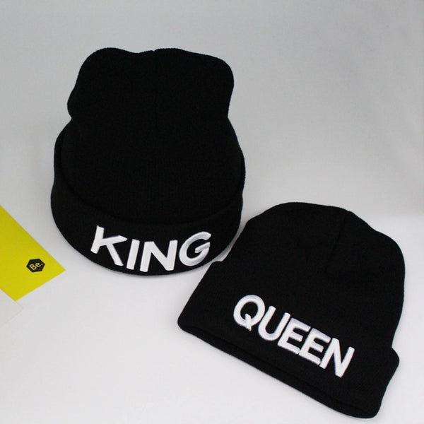 Queen King Letter Embroidery Knitted Beanie Wholesale