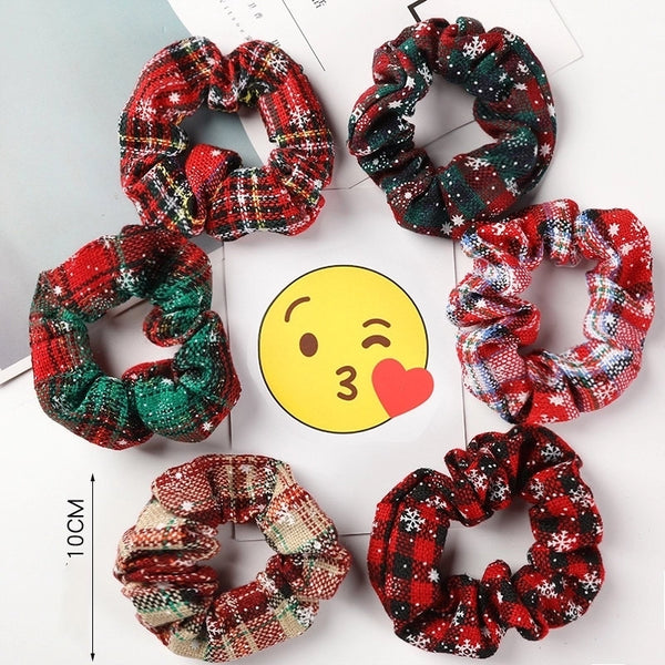 Retro Geometric Plaid Cloth Hair Tie