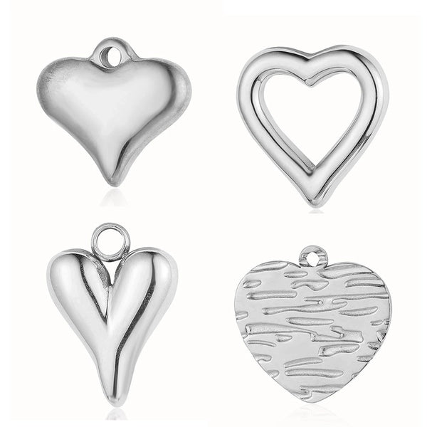 Retro Heart Shape Key Titanium Steel Plating Inlay Natural Stone Charms