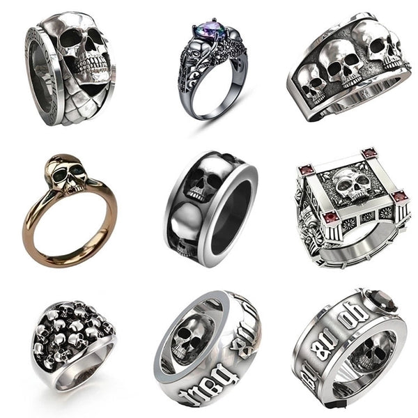 Retro Punk Skull Alloy Plating Men's Rings