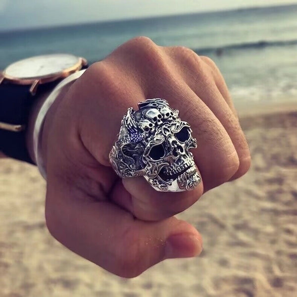 Retro Skull Alloy Plating Unisex Open Rings