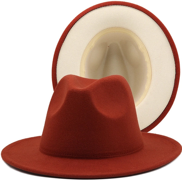 Retro Wool Top Hat Double-sided Blocking Felt Women's Flat-brimmed Jazz Hat