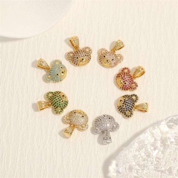 Simple Style Bear Copper Plating Inlay Zircon 18k Gold Plated Charms