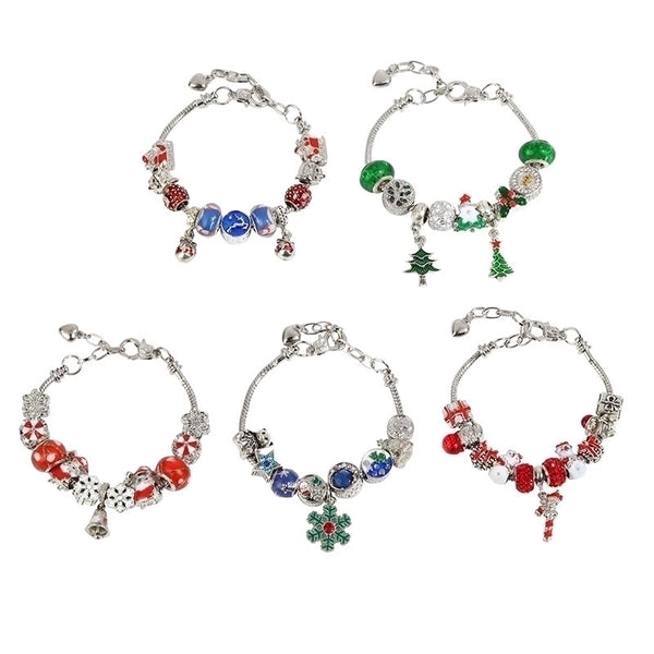 Simple Style Christmas Tree Santa Claus Snowflake Alloy Beaded Plating Women's Bracelets 1 Piece