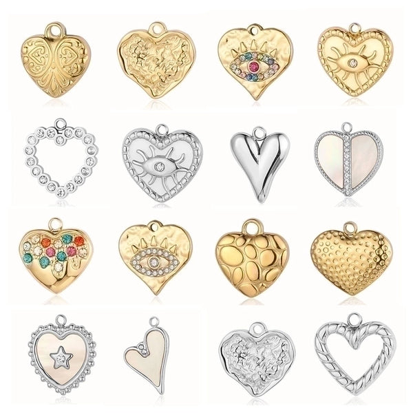 Simple Style Classic Style Heart Shape Shell Zircon Titanium Steel Wholesale Charms