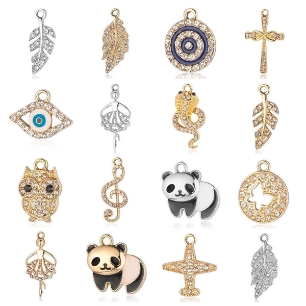 Simple Style Cross Panda Eye Alloy Plating Inlay Zircon Gold Plated Silver Plated Charms Jewelry Accessories