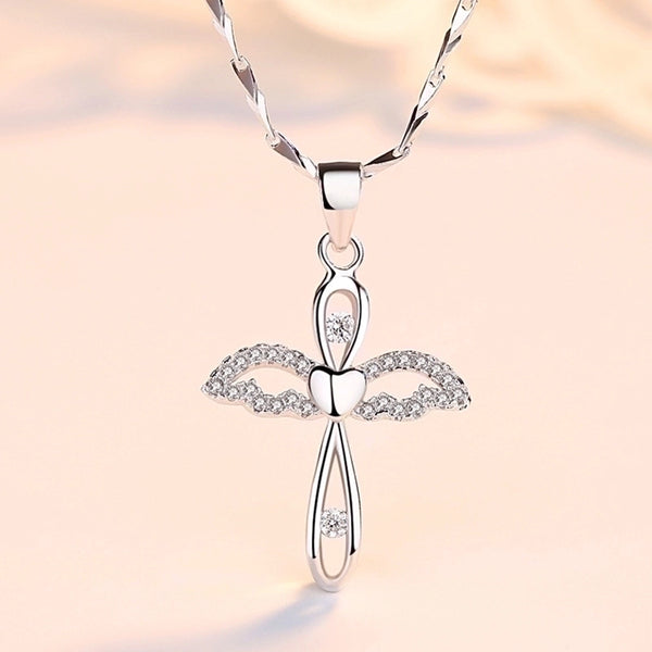 Simple Style Cross Zircon Sterling Silver Wholesale Pendants