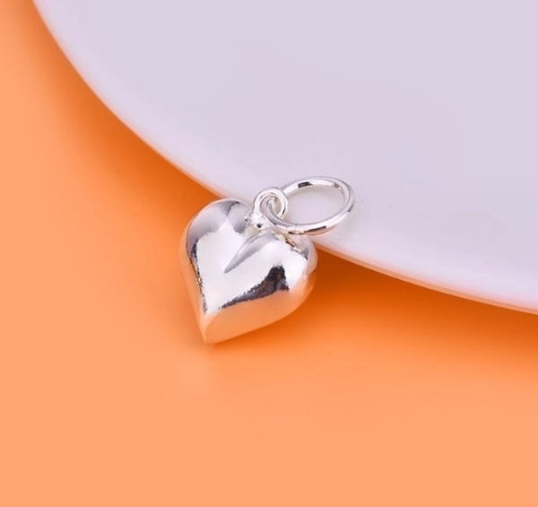 Simple Style Heart Shape Sterling Silver Charms