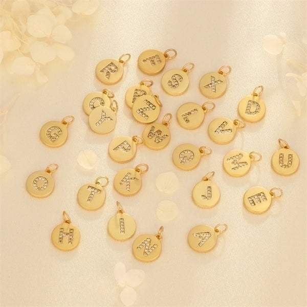 Simple Style Letter Copper Plating Inlay Zircon 18k Gold Plated Charms