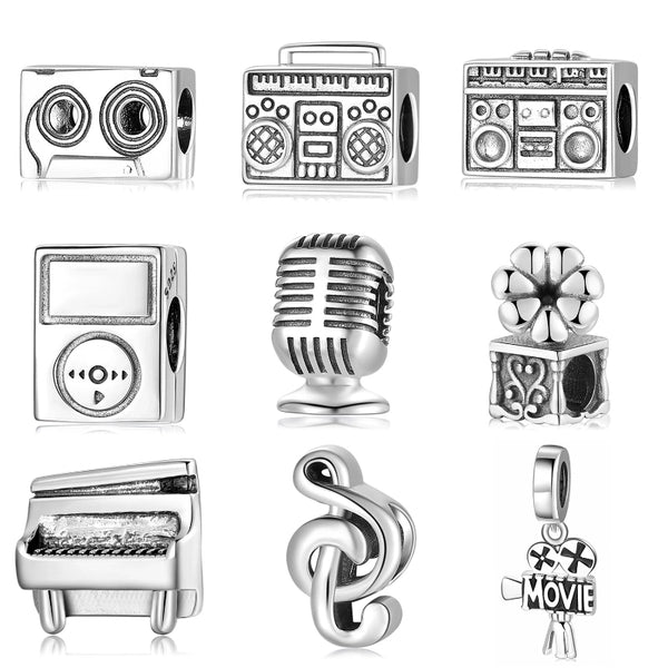 1 Piece 925 Sterling Silver Radio Camera Notes Jewelry Accessories