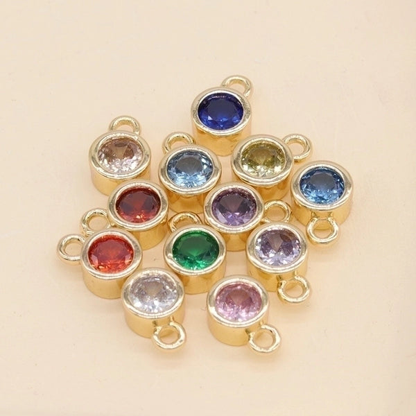 Simple Style Round Copper Plating Inlay Zircon Charms Jewelry Accessories