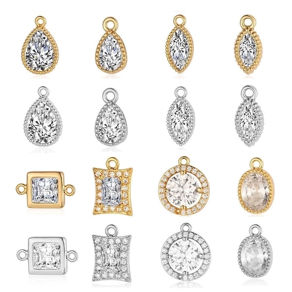 Simple Style Round Copper Plating Inlay Zircon Gold Plated Silver Plated Charms Jewelry Accessories