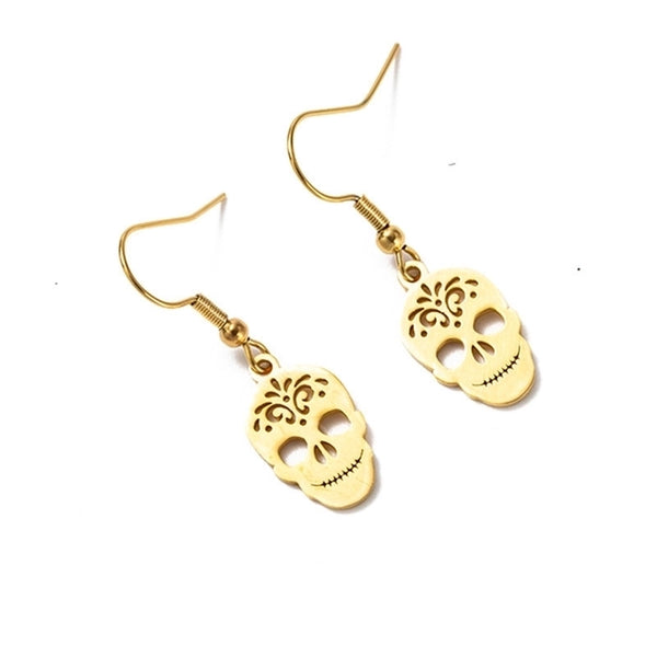 Skull Fully Polished Cut Earrings